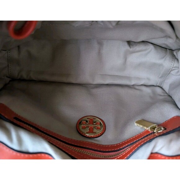 Tory Burch Priscilla Crossbody Hand Bag Frame Satchel Orange - Picture 9 of 16